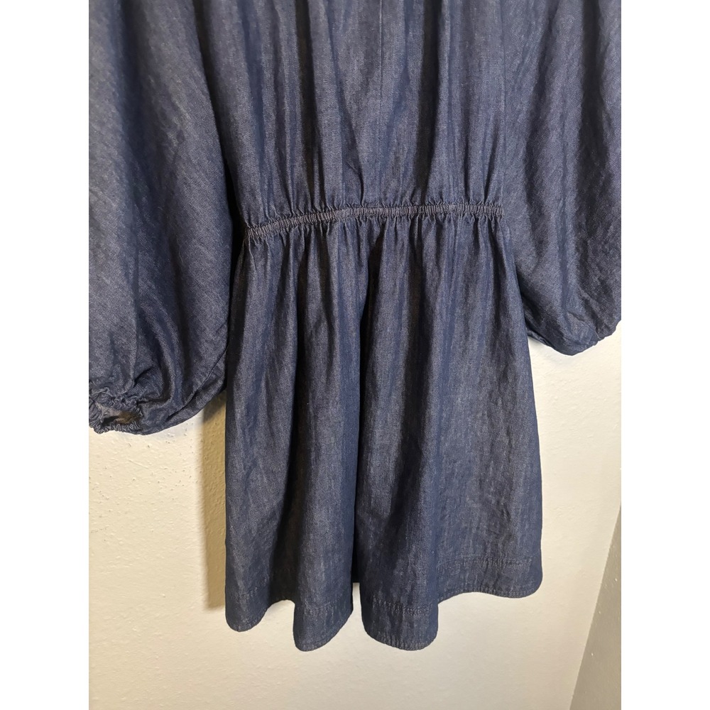 Free People Portia Denim Mini Dress V Neck Size Medium - Picture 10 of 11